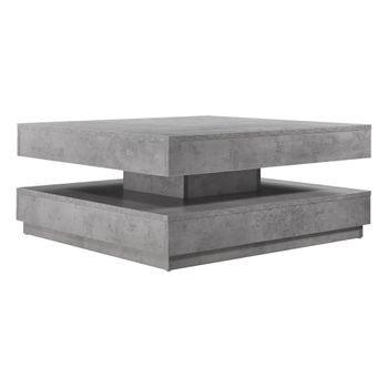 Mesa De Centro Florenz Con Tablero Giratorio Aglomerado 76 X 76 X 38 Cm - Aspecto Hormigón [en.casa]