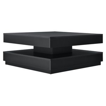 Mesa De Centro Florenz Con Tablero Giratorio Aglomerado 76 X 76 X 38 Cm - Negro [en.casa]