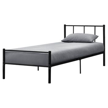 Cama Individual Laos Con Somier - Metal - 90 X 200cm - Negro [en.casa]