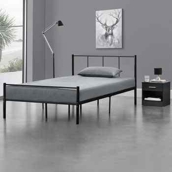 Cama Individual Laos Con Somier - Metal - 120 X 200cm - Negro [en.casa]