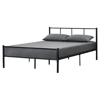 Cama Matrimonio Laos Con Somier - Metal - 140 X 200cm - Negro [en.casa]