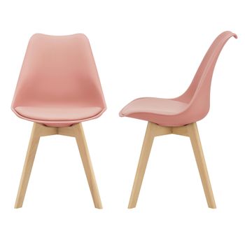 Set De 2x Sillas De Comedor Fläten Estilo Escandinavo Cuero Sintético Y Madera De Haya 81 X 49 X 57 Cm - Rosa [en.casa]