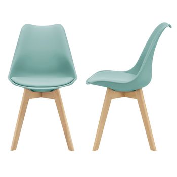 Set De 2x Sillas De Comedor Fläten Estilo Escandinavo Cuero Sintético Y Madera De Haya 81 X 49 X 57 Cm - Verde Menta [en.casa]