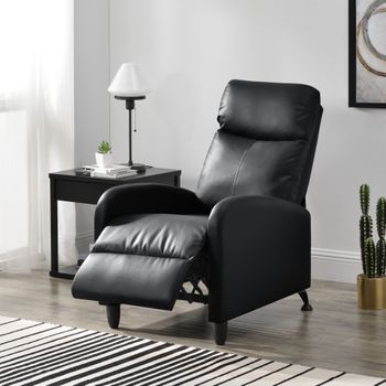 Sillón Relax Elegante - Butaca Reclinable - 102x60x92 Cm - Asiento Cómodo - Cuero Sintético Pu - Negro [en.casa]®