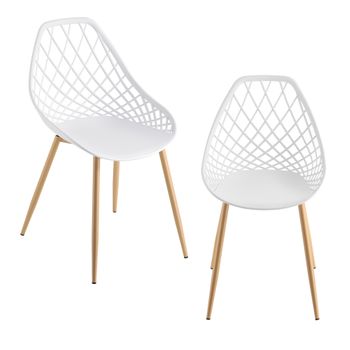 Set De 2 Sillas Warschau Diseño Nórdico Plástico Y Metal 83 X 48 X 58 Cm - Blanco [en.casa]