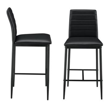 Juego De Taburetes De Bar - 96 X 43 X 47cm - Set De 2x Taburetes De Cocina De Diseño - Asiento Acolchado - Patas De Acero Sinterizado - Negro [en.casa]®