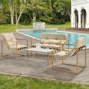 Conjunto Muebles Terraza Sillones, Sofá Y Mesita Ratán Aktive con Ofertas  en Carrefour