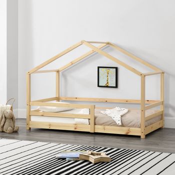 Cama Para Niños Knätten En Diseño De Casa Con Somier Madera Pino 80 X 160 Cm Natural [en.casa]