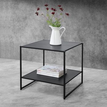 Mesa Baja Salsnes Con 1 Estante Metal Resistente A Los Arañazos 51 X 53 X 51 Cm - Negro [en.casa]