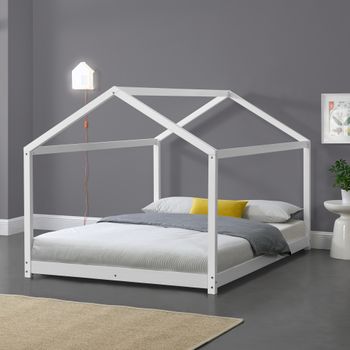 Cama Para Niños Cerro En Forma De Casa Madera Pino 140 X 200 Cm - Blanco [en.casa]