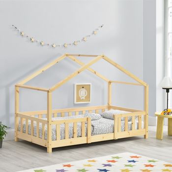 Cama Infantil Tipo Montessori, Casita Madera Natural para niño y niña, 90 x  190 cm : : Hogar y cocina