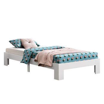 Cama Simple Raisio Con Somier Capacidad Máx 150 Kg Pino 120 X 200 Cm - Blanco Mate [en.casa]