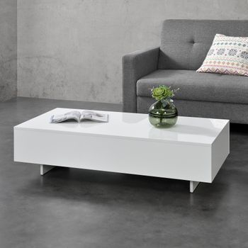 Mesa De Centro Lärketorp Aglomerado 115 X 55 X 31 Cm - Blanco [en.casa]