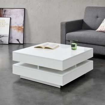 Mesa De Centro Märsta Aglomerado 75 X 75 X 35,5 Cm - Blanco [en.casa]