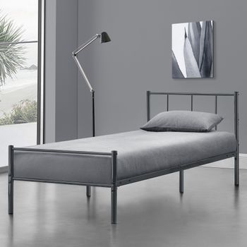 Estructura cama metal con cabecero y pie cama blanca VIDA XL (90x190 cm)