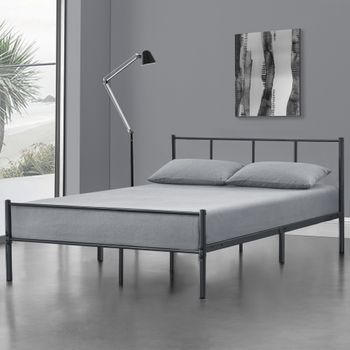 Cama Individual Laos Con Somier - Metal - 120 X 200cm - Gris Oscuro Mate [en.casa]