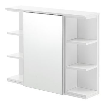 Mueble De Pared Para Baño - 64 X 80 X 20 Cm - Armario Colgante De Almacenamiento Con Espejo - Auxiliar De Baño - Blanco [en.casa]®