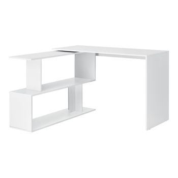 Mesa Escritorio - 76,5 X 120 X 50 Cm - Escritorio De Ordenador - Mesa De Oficina Con Estantes - Mesa En Forma L - Mesa De Esquina - Blanco [en.casa]®