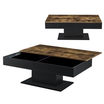 Mesa De Centro Lünen Aglomerado 40 X 110 X 60 Cm - Efecto De Madera Y Negro [en.casa]