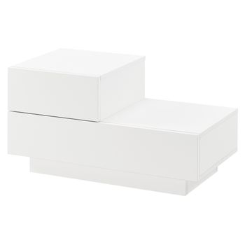 Mesa De Noche Con 2 Cajones - 38 X 70 X 35 Cm - Mesita De Noche - Cajón En La Parte Izquierda - Mesilla - Armario Para Almacenar - Blanco Alto Brillo [en.casa]®