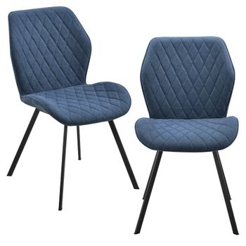 Set De 2 Sillas De Comedor Sarpsborg Acolchados Textil Y Metal 89 X 51 X 64 Cm - Azul Oscuro [en.casa]