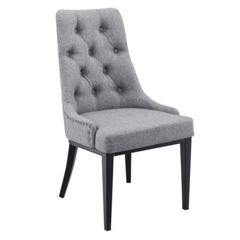 Silla De Comedor En Diseño Chesterfield - 100 X 53 X 60 Cm - Sillón Elegante - Silla De Cocina O Salón - Patas De Metal - Vintage - Asiento Tapizado - Gris Claro [en.casa]®