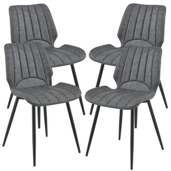 Set De 4x Sillas De Comedor Pohorje Cuero Sintético Y Metal 77 X 57,5 X 46 Cm - Gris Oscuro [en.casa]