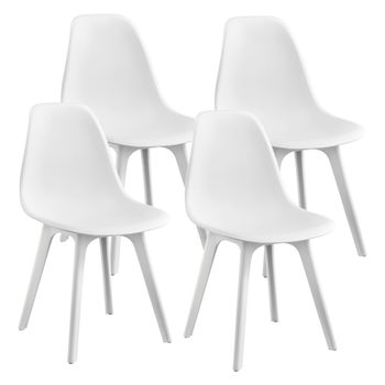 Set De 4 Sillas De Comedor Brevik Diseño Nórdico Plástico 83 X 54 X 48 Cm - Blanco [en.casa]