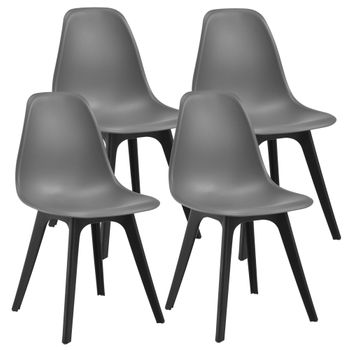 Set De 4 Sillas De Comedor Brevik Diseño Nórdico Plástico 83 X 54 X 48 Cm - Gris Y Negro [en.casa]