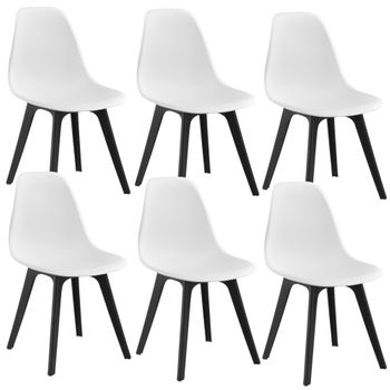 Set De 6 Sillas De Comedor Brevik Diseño Nórdico Plástico 83 X 54 X 48 Cm - Blanco Y Negro [en.casa]