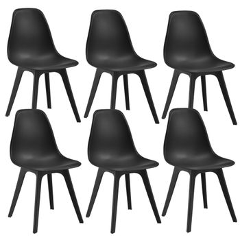 Set De 6 Sillas De Comedor Brevik Diseño Nórdico Plástico 83 X 54 X 48 Cm - Gris Y Negro [en.casa]