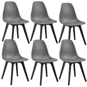Set De 6 Sillas De Comedor Brevik Diseño Nórdico Plástico 83 X 54 X 48 Cm - Gris Y Negro [en.casa]