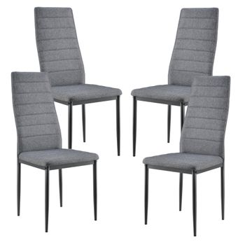 Set De 4x Sillas De Comedor Lidköping Tapizadas De Tela Y Acero - 96 X 43 X 52 Cm Gris [en.casa]