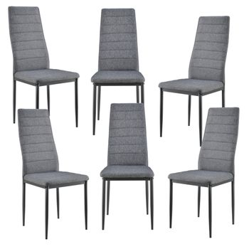 Set De 6x Sillas De Comedor Lidköping Tapizadas De Tela Y Acero - 96 X 43 X 52 Cm Gris [en.casa]