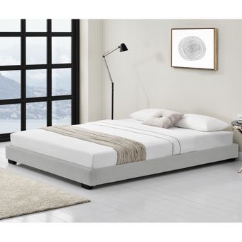 Corium Cama Doble Masari Con Somier Tapizado En Piel Sintética / Mdf 140 X 200 Cm - Blanco