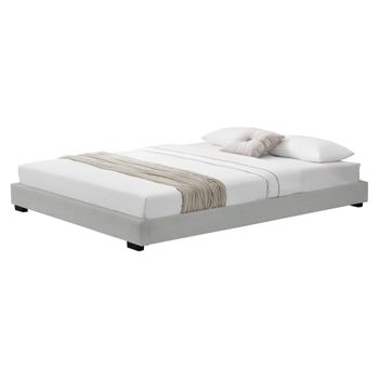 Corium Cama Doble Masari Tapizado En Piel Sintética  180 X 200 Cm - Somier Con Listones Blanco