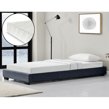 Cоrium Cama Individual Solingen Tapizado En Piel Sintética Con Colchón De 90 X 200 - Gris Oscuro