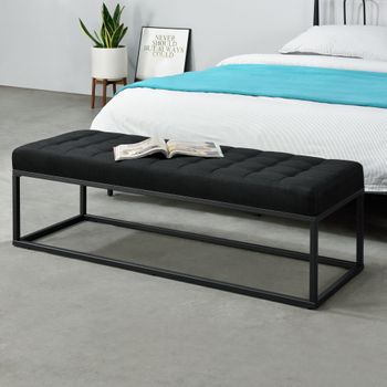 Banco Salford Tapizado Con Almacenaje Salford 79 X 40 X 40 Cm  Mdf/madera/poliéster - Negro [en.casa] con Ofertas en Carrefour