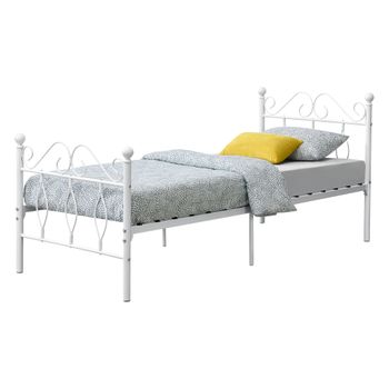 vidaXL Estructura Cama Metal con cabecero y Estribo Blanco 160x200 cm :  : Hogar y cocina