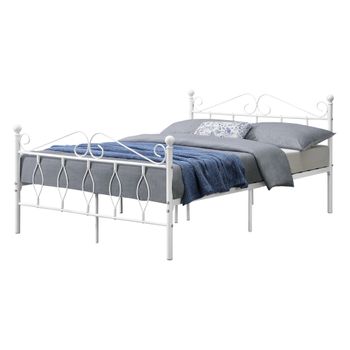 Cama De Metal Apolda Con Somier Y Reposacabezas - Metal 140 X 200 Cm Blanco Mate [en.casa]