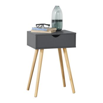 Mesa De Centro Östersund Con Cajón Aglomerado 60 X 40 X 29,5 Cm - Gris Oscuro [en.casa]