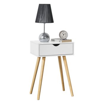 Mesa De Centro Östersund Con Cajón Aglomerado 60 X 40 X 29,5 Cm - Blanco [en.casa]