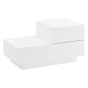 Mesa De Noche Con 2 Cajones - 38 X 70 X 35 Cm - Mesita De Noche - Cajón En La Parte Derecha - Mesilla - Armario Para Almacenar - Blanco Alto Brillo [en.casa]®