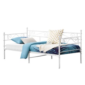 Cama Individual (florenz) Con Cabecero Curvado Y Somier Metal 120x200 -  Blanco [en.casa] con Ofertas en Carrefour