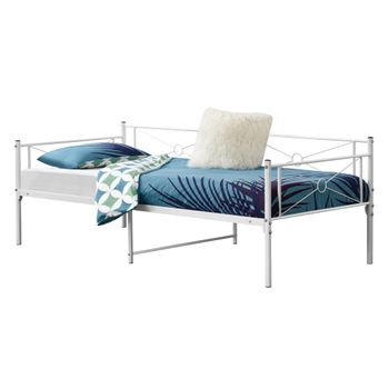 Cama Individual (florenz) Con Cabecero Curvado Y Somier Metal 120x200 -  Blanco [en.casa] con Ofertas en Carrefour