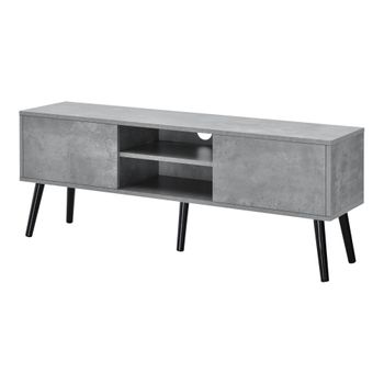 Mesa De Tele Eskilstuna Con 2 Puertas 2 Estantes Aglomerado/madera 120 X 30 X 47 Cm Efecto Hormigón Y Negro [en.casa]