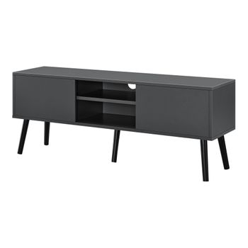 Mesa De Tele Eskilstuna Con 2 Puertas 2 Estantes Aglomerado/madera 120 X 30 X 47 Cm Gris Oscuro/negro [en.casa]