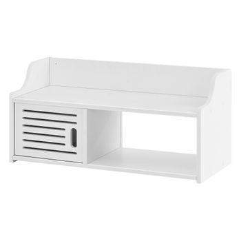 Mueble Para Baño De Pared Norberg - 28 X 62 X 25 Cm - Mueble Auxiliar Para Baño - 1 Compartimento De Armario Y 2 Áreas De Almacenamiento Abiertas - Wpc - Blanco [en.casa]®