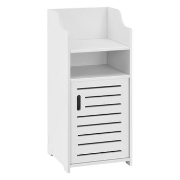 Mueble Para Baño De Pared Skara - 72 X 32 X 32 Cm - Mueble Auxiliar Para Baño Universal - 1 Compartimento De Armario Y 2 Áreas De Almacenamiento Abiertas - Wpc - Blanco [en.casa]®