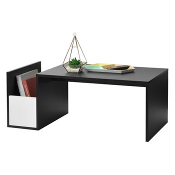 Mesa De Centro Bollnäs Con Compartimento Lateral Aglomerado 90 X 45 X 35 Cm - Negro [en.casa]